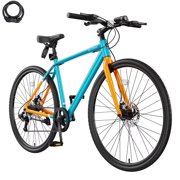 Lilypelle 700C City Road Bike 8-Speed Hybrid Bike w/ LED Headlight, Aluminum Frame , Fits Rider 57  - 61 , Unisex, Adult