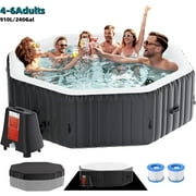 Lilypelle 4-6 Person Inflatable Hot Tub, Large Polygon Portable Blow up Hot Tub, Leak-Proof PVC Outdoor Spa with 130 Air Jets, Insulated Cover and Heater Pump, 77” X 77”X 25”