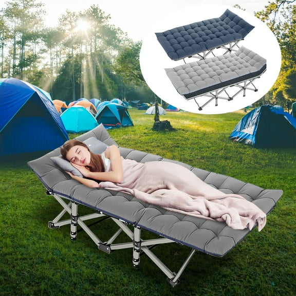 Lilypelle 75" Cots for Camping Traveling Fold Cot for Adults Portable Heavy Duty Sleeping Bed with Mattress Pad&Carry Bag