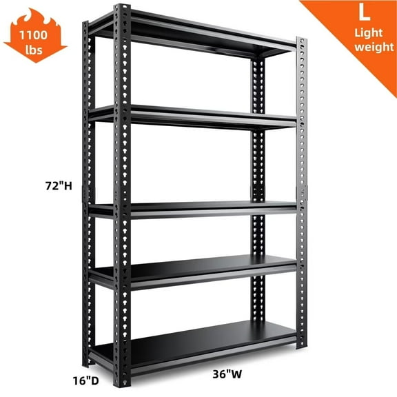 Lilypelle Adjustable Shelving Unit, 72"H Heavy Duty Shelving Utility Rack for Office Kitchen Pantry Closet Garage Basement ，1100 lbs Capacity, 1PC