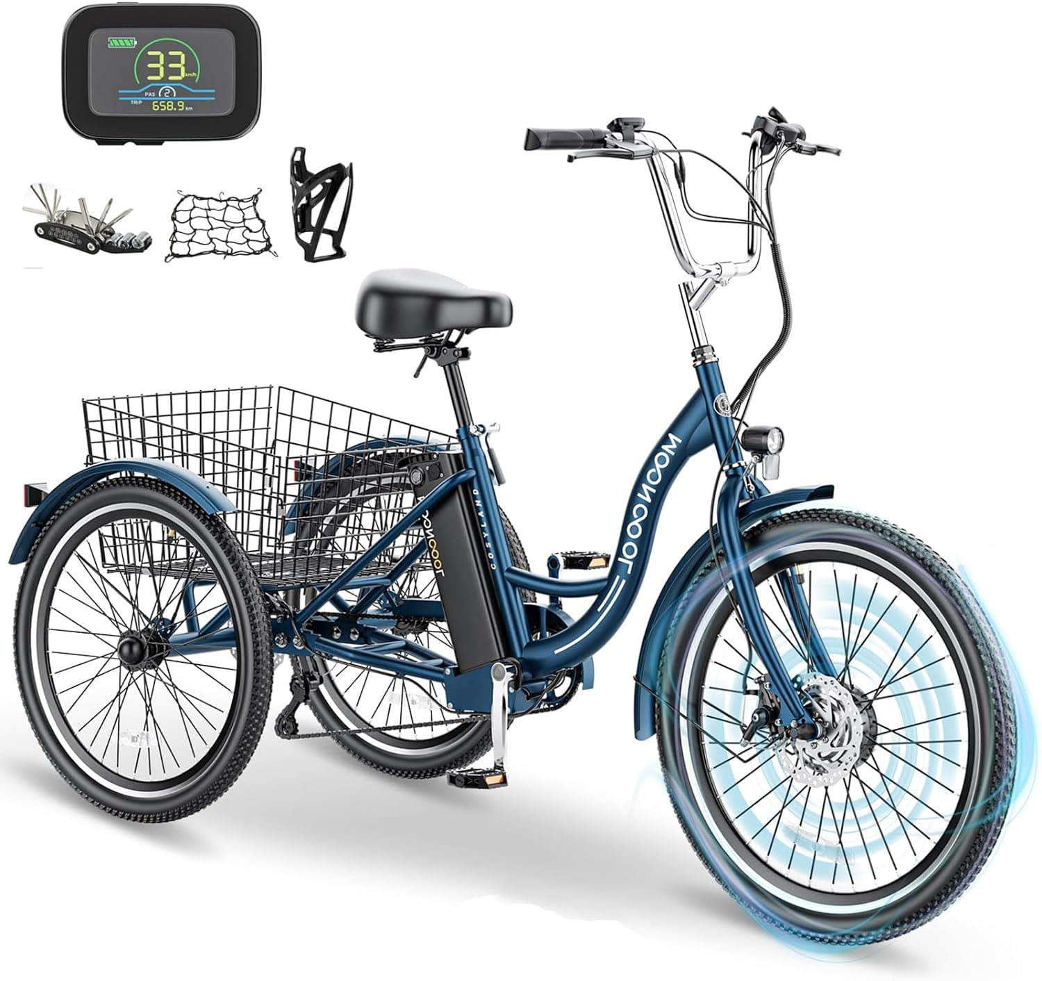 Lilypelle Adult Electric Tricycles,3 Wheel Electric Bike,15.5 Mph Electric Trikes for Seniors,7-Speed & 4 Adjustable Riding Modes Electric Tricycle With 14.5ah Removable Lithium Battery