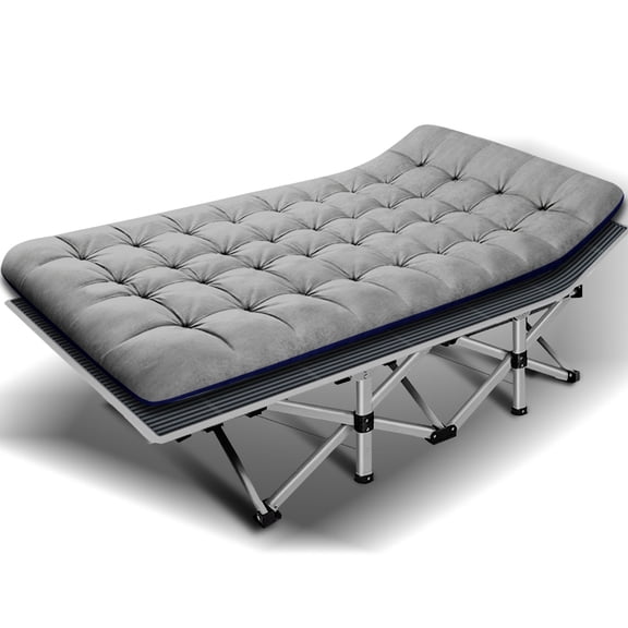 Lilypelle Adult Folding Camping Cot, Heavy Duty Sleeping Cot Bed with 4D Pillow, 2 Sided Pearl Cotton Mattress,Gray