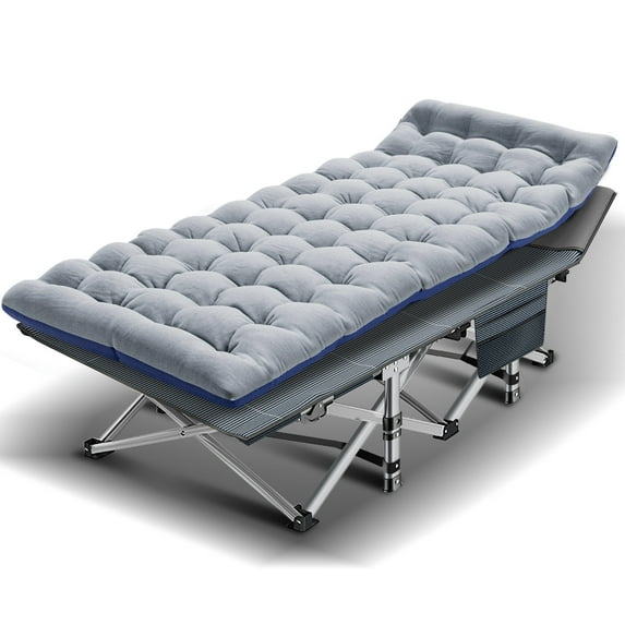 Lilypelle Adult Folding Camping Cot, Heavy Duty Sleeping Cot Bed with 4D Pillow, 2 Sided Pearl Cotton Mattress,Green