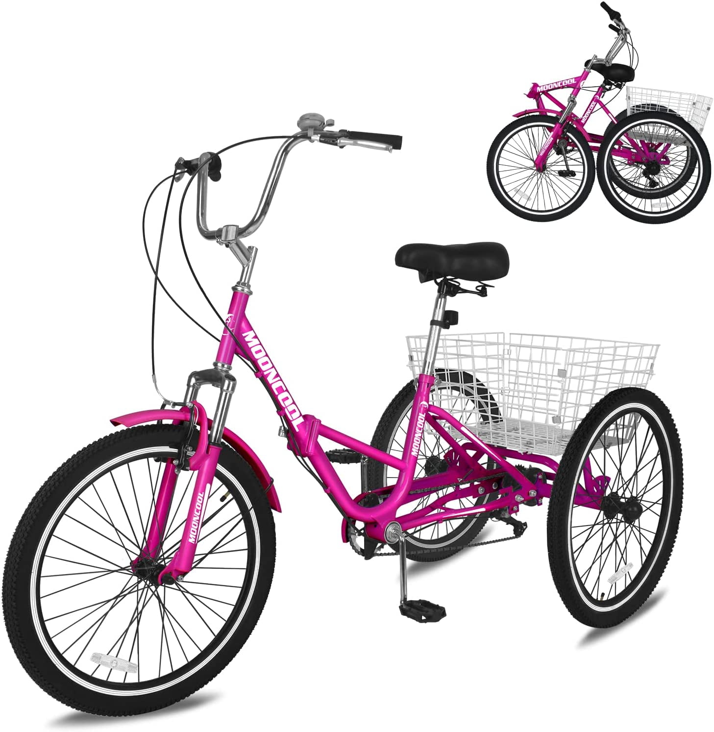 Lilypelle 20 Inch Adult Foldable Tricycle 7 Speed Trike with Cargo Basket for All Ages Walmart