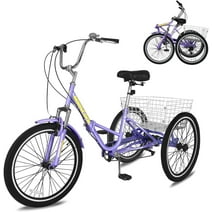 Lilypelle Adult Folding Tricycle 7-Speed, 26-Inch Three Wheel Cruiser Bike with Cargo Basket, Foldable Tricycle for Adults, Women, Men, Seniors, Teenagers