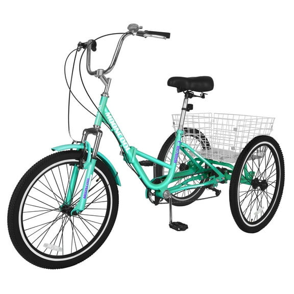 Lilypelle Adult Folding Tricycle with Low Step Through,20 Inch 7-Speed Three Wheel Cruiser Bike Trike with Cargo Basket, Foldable Tricycle for Adults, Women, Men, Seniors Exercise Shopping