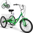 thumbnail image 1 of Lilypelle Adult Folding Tricycle with Low Step Through7-Speed Three Wheel Foldable Cruiser Bike Trike with Cargo Basket for Women, Men, Seniors,Apple Green, 1 of 16