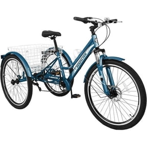 Lilypelle Adult Mountain Tricycle 24/26 Inch Low step through Mountain Bike Cruiser Trikes for Adults 7 Speed Three Wheel Trike Bicycle with Large Basket
