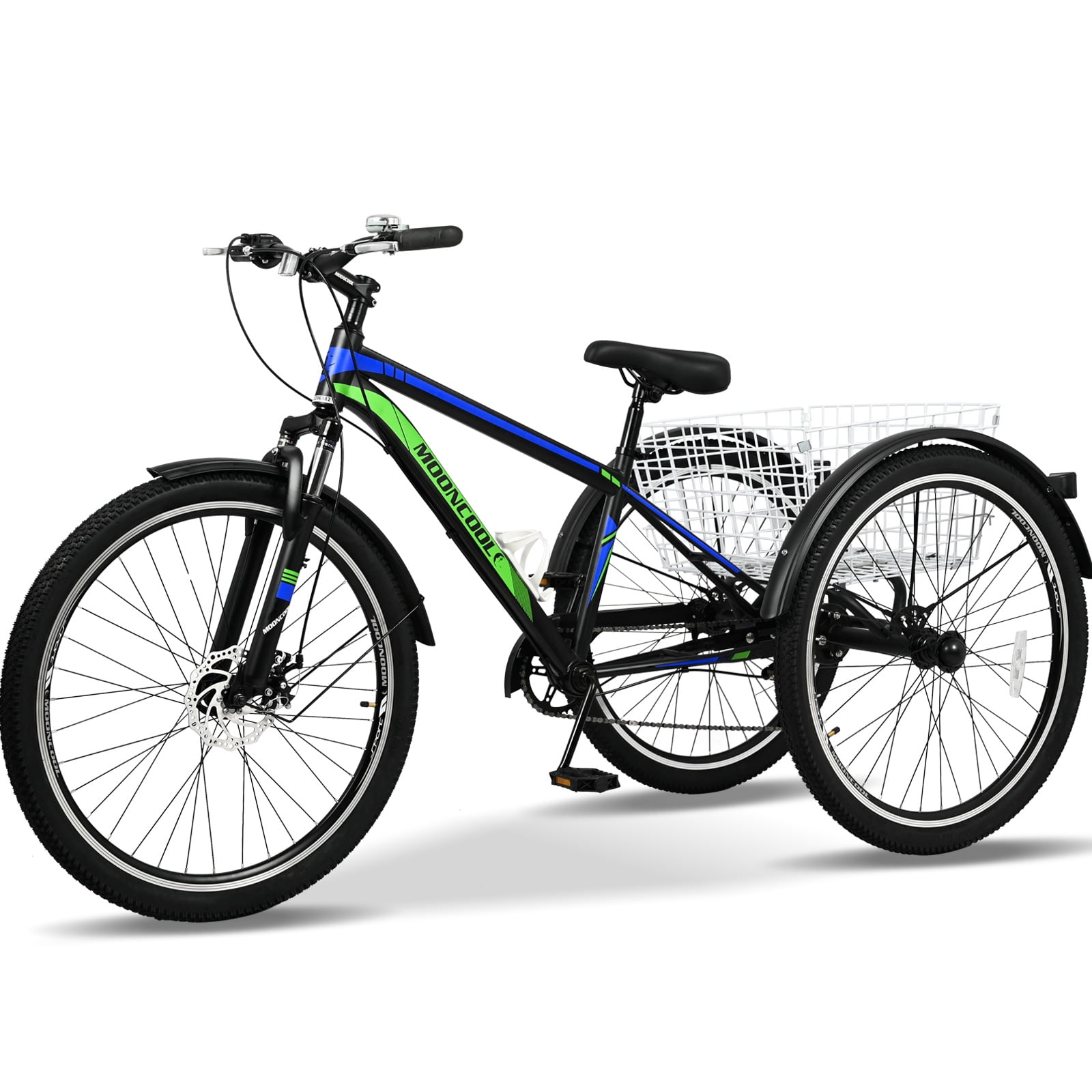 Lilypelle Adult Mountain Tricycle 24 Tire MTB Three Wheel Cruiser Trike Bike with Large Shopping Basket for Men Women Walmart