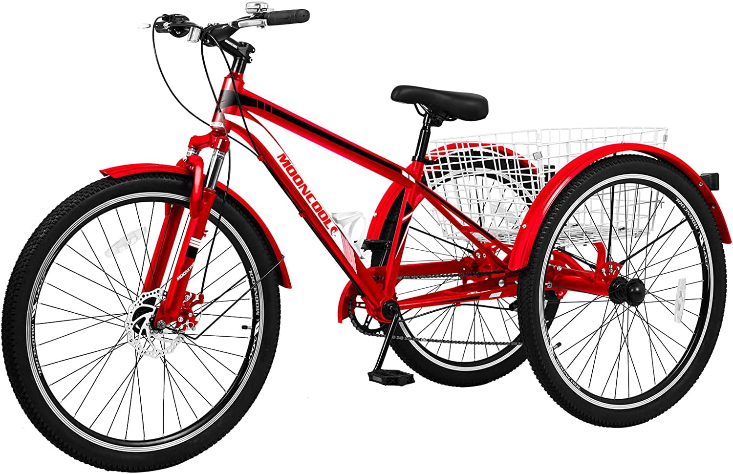 Lilypelle Adult Mountain Tricycle 27.5 Inch Low step through Mountain Bike Cruiser Trikes for Adults 7 Speed Three Wheel Trike Bike Bicycle with Large Basket