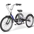 thumbnail image 1 of Lilypelle Adult Tricycle 24" Wheels Low Stepover Frame Bike, 7-Speed Shimano Derailleur Trike, 3 Wheels Bike with Basket, Black, 1 of 14
