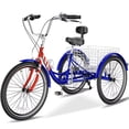thumbnail image 1 of Lilypelle Adult Tricycle 24" Wheels Low Stepover Frame Bike, 7-Speed Shimano Derailleur Trike, 3 Wheels Bike with Basket, Multi-color, 1 of 14