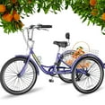 thumbnail image 1 of Lilypelle Adult Tricycle 7 Speed Adult Trikes 20 inch,3 Wheel Bikes with Backrest,Low Step-Through Aluminum Frame,Cargo Basket,Purple, 1 of 18