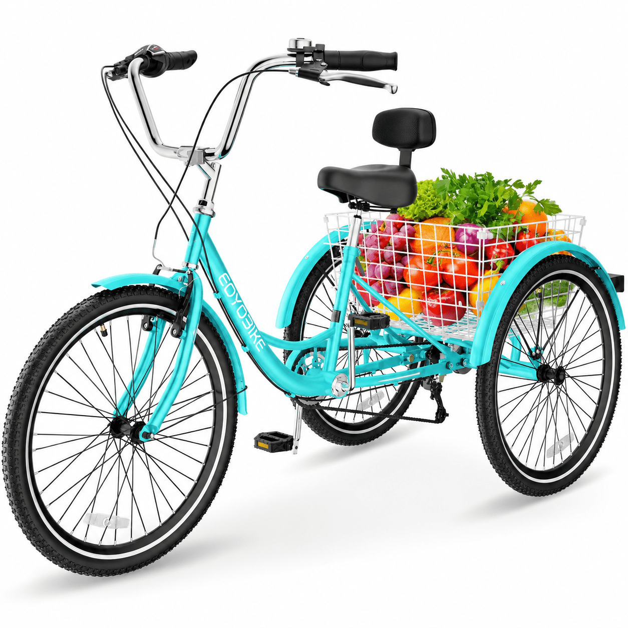 Lilypelle Adult Tricycles 7 Speed 20/24/26 Inch Three Wheel Bike Cruiser Trike with Low-Step Through Frame/Large Basket for Men, Women, Seniors