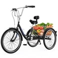 thumbnail image 1 of Lilypelle Adult Tricycles 7 Speed 20/24/26 inch Three Wheel Bike Cruiser Trike with Low-Step Through Frame/Large Basket for Men, Women, Seniors, 1 of 11