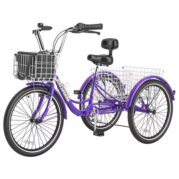 Lilypelle Adult Tricycles 7-Speed 26 Inch Three Wheel Bike Cruiser Trike with Large Front and Rear Basket for Men, Women