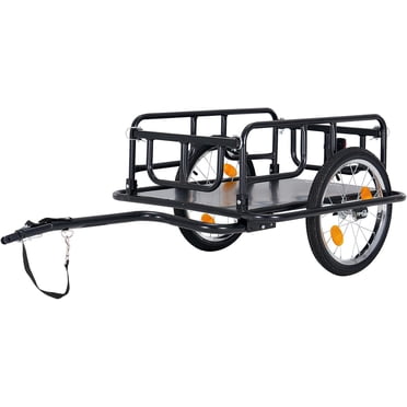 FCH Folding Bike Cargo Trailer – 180lb Capacity, 16" Wheels, For Shopping Or Luggage