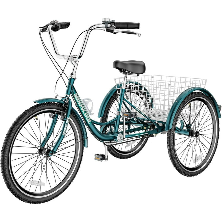 Lilypelle 26 inch Adult Tricycles 7 Speed Low Step Frame Large Basket Dark Green Walmart