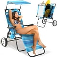 thumbnail image 1 of Lilypelle Beach Chair with Canopy Shade, Folding Beach Cart Chair w/Wheels, Outdoor Recliner Patio Lounge Chairs for Camp, Tailgates, Fishing - Support 400 LBS, 1 of 8
