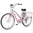thumbnail image 1 of Lilypelle Adults Beach Cruiser Bicycle, 24" 26" Wheel 7 Speed Bike Fits Rider: 4'11"-6'2", Step Through Bikes for Commuting, Unisex, 1 of 15