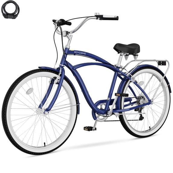 Lilypelle Adults Beach Cruiser Bicycle, 24" 26" Wheel 7 Speed Bike Fits Rider: 4'11"-6'2", Step Through Bikes for Commuting, Unisex