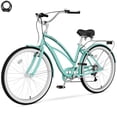 thumbnail image 1 of Lilypelle Adults Beach Cruiser Bicycle, 24" 26" Wheel 7 Speed Bike Fits Rider: 4'11"-6'2", Step Through Bikes for Commuting, Unisex, 1 of 11