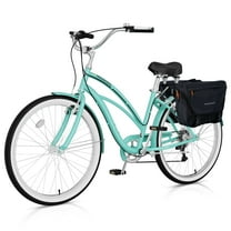 Lilypelle Beach Cruiser Bicycle, 24" 26" Wheel 7 Speed Bike Fits Rider: 4'11"-6'2", Step Through Bikes for Commuting, Unisex