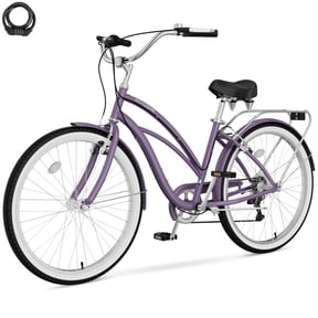 Lilypelle Adults Beach Cruiser Bicycle, 24" 26" Wheel 7 Speed Bike Fits Rider: 4'11"-6'2", Step Through Bikes for Commuting, Unisex