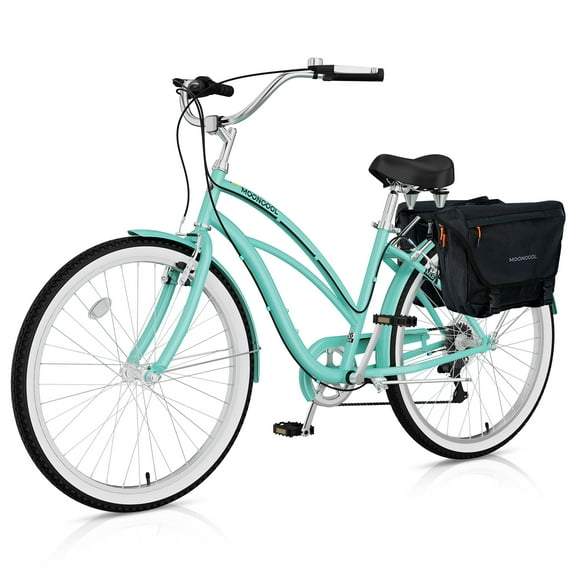 Lilypelle Adults Beach Cruiser Bicycle, 24" 26" Wheel 7 Speed Bike Fits Rider: 4'11"-6'2", Step Through Bikes for Commuting, Unisex