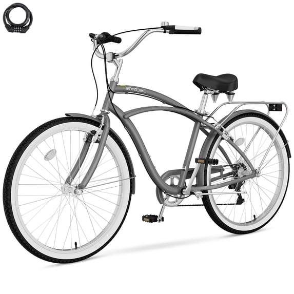 Lilypelle Adults Beach Cruiser Bicycle, 24" 26" Wheel 7 Speed Bike Fits Rider: 4'11"-6'2", Step Through Bikes for Commuting, Unisex