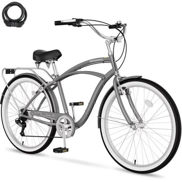 Lilypelle Beach Cruiser Bicycle, 7 Speed Bike with 24" 26" Wheel Fits Rider: 4'11"-6'2", Step Through Bikes for Commuting, Unisex