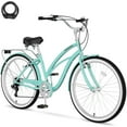 thumbnail image 1 of Lilypelle Beach Cruiser Bicycle, 7 Speed Bike with 24" 26" Wheel Fits Rider: 4'11"-6'2", Step Through Bikes for Commuting, Unisex, 1 of 11