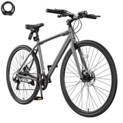 Lilypelle 700C City Road Bike 8-Speed Hybrid Bike w/ LED Headlight, Aluminum Frame , Fits Rider 57  - 61 , Unisex, Adult