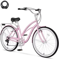 Lilypelle Beach Cruiser Bicycle, 7 Speed Bike with 24" 26" Wheel Fits Rider: 4'11"-6'2", Step Through Bikes for Commuting, Unisex