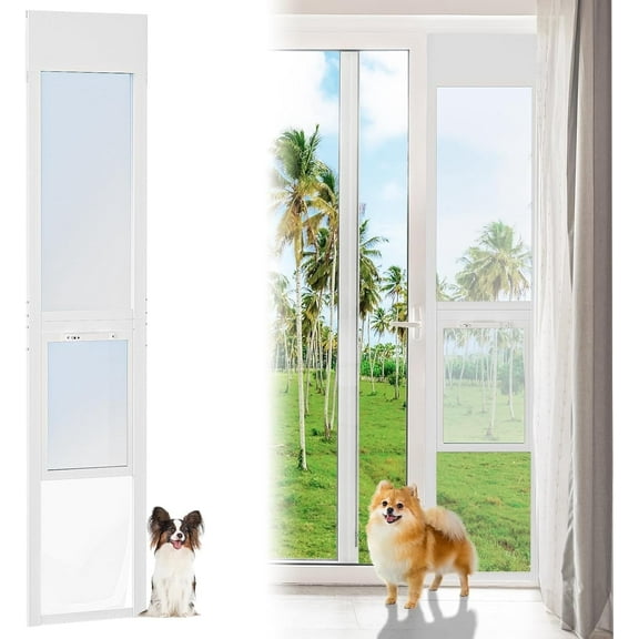 Lilypelle Dog Door for Sliding Glass Door, 74.8''-80.7'' Adjustable Sliding Glass Door for Small Dog & Cat Door