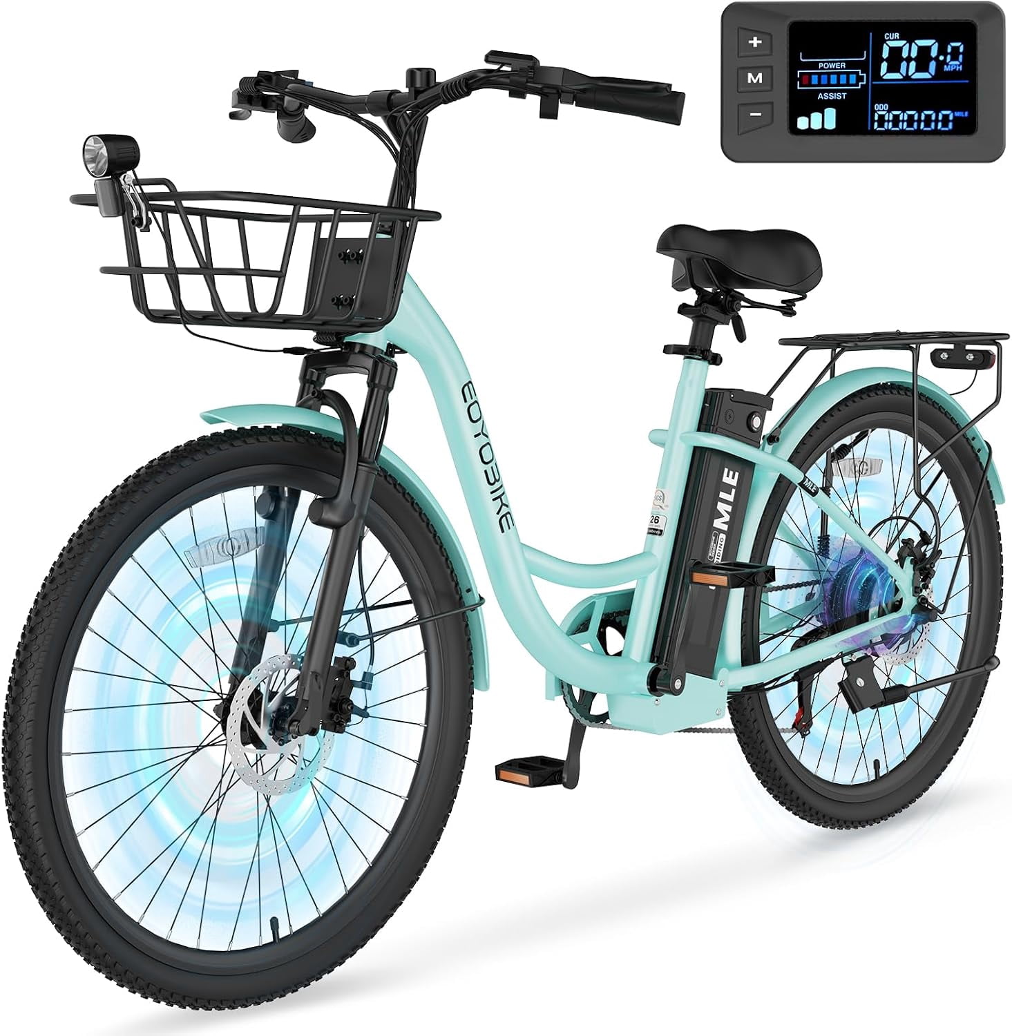 Lilypelle 26" Electric Bike for Women Adults, 36V 10.4Ah UL2849 (By SGS) Battery ,350W Helical Motor w/ 700W peak power , 7-Speed Electric Bicycle w/ Front Fork Suspension,Max 20mph,50 Miles,Class 2