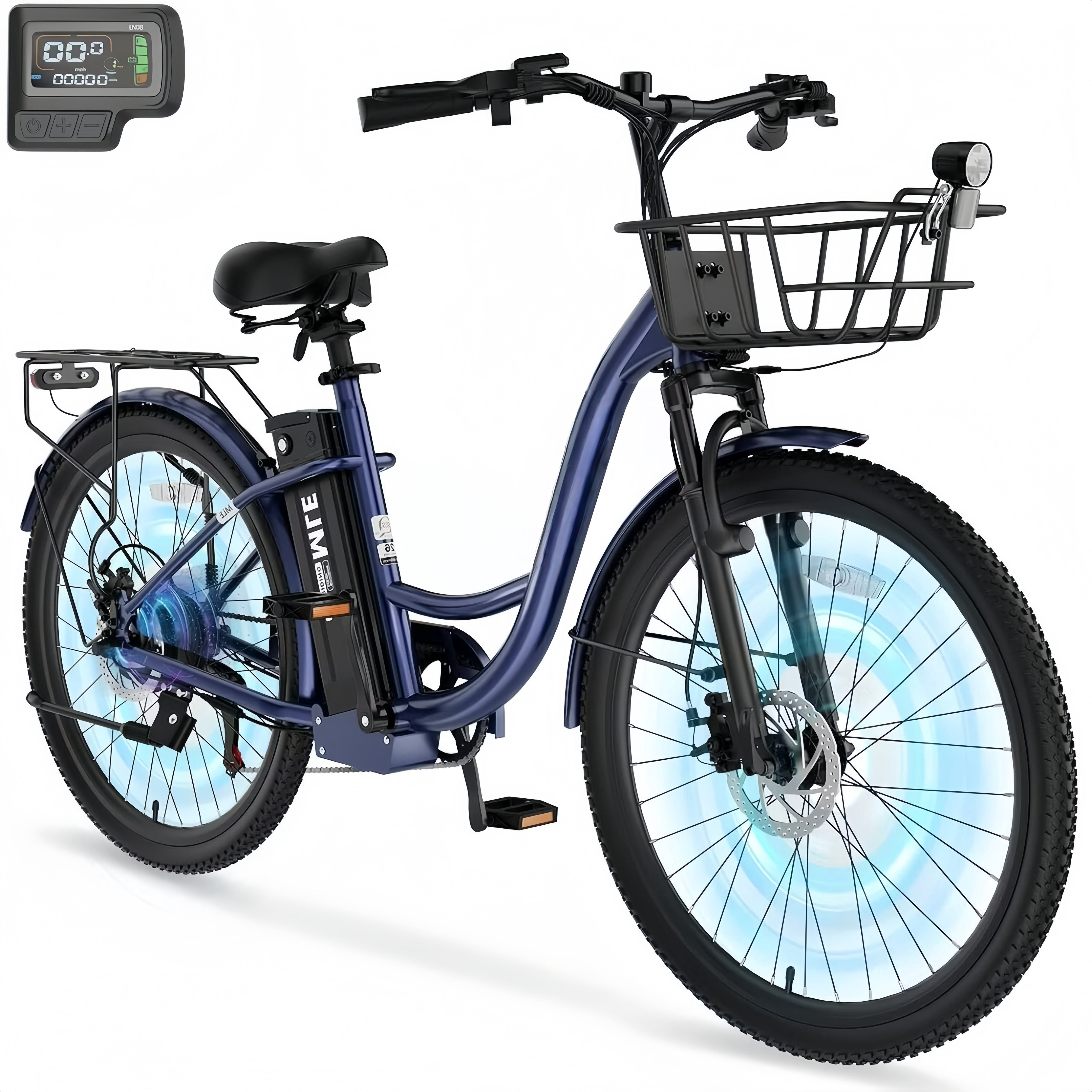 Lilypelle Electric Bike for Women Adults, Peak 700W Motor 20MPH, 50 Miles Electric Cruiser Bike with 36V 10.4Ah Battery, 7-Speed Electric Bicycle, 26" Tires and Front Fork Suspension