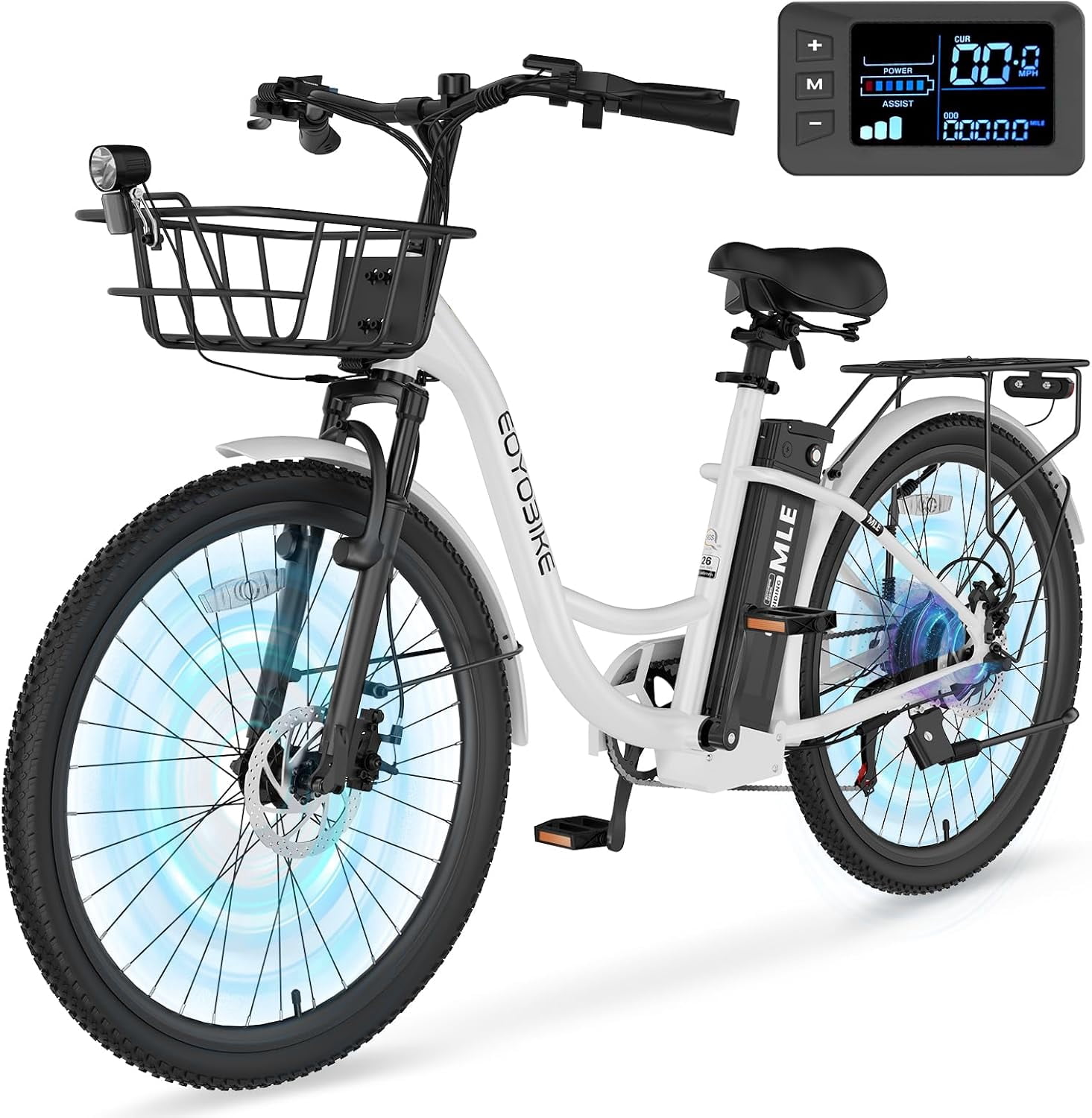 Lilypelle 26" Electric Bike for Women Adults, 36V 10.4Ah UL2849 (By SGS) Battery ,350W Helical Motor w/ 700W peak power , 7-Speed Electric Bicycle w/ Front Fork Suspension,Max 20mph,50 Miles,Class 2
