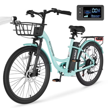 Lilypelle Electric Bike for Unisex Adults,24/26" 7-Speed Step Thru Electric Bicycle ,36V,20MPH