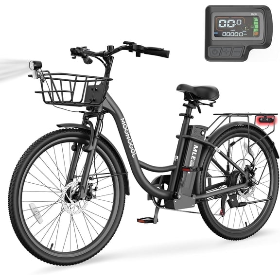 Lilypelle Electric Bike for Unisex Adults,24/26" 7-Speed Step Thru Electric Bicycle ,36V,20MPH