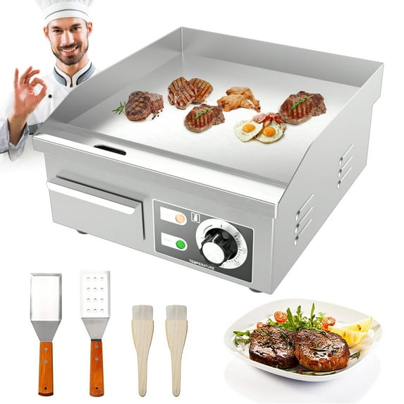 Lilypelle Electric Griddle, 14" Flat Grill,Cast Iron Griddle 1600W,for Commercial Restaurant BBQ Grill