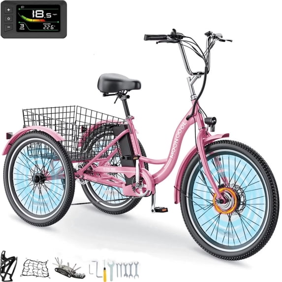 Lilypelle Electric Tricycle for Adults, 350W Electric Trike 7 Speed with 36V 10.5ah removable Battery, 3 Wheel Electric Bikes for Women Men Seniors, 450lb, 24/26 inch Tire