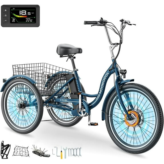 Lilypelle Electric Tricycle for Adults, 350W Electric Trike 7 Speed with 36V 14.5ah removable Battery, 3 Wheel Electric Bikes for Women Men Seniors, 450lb, 24/26 inch Tire