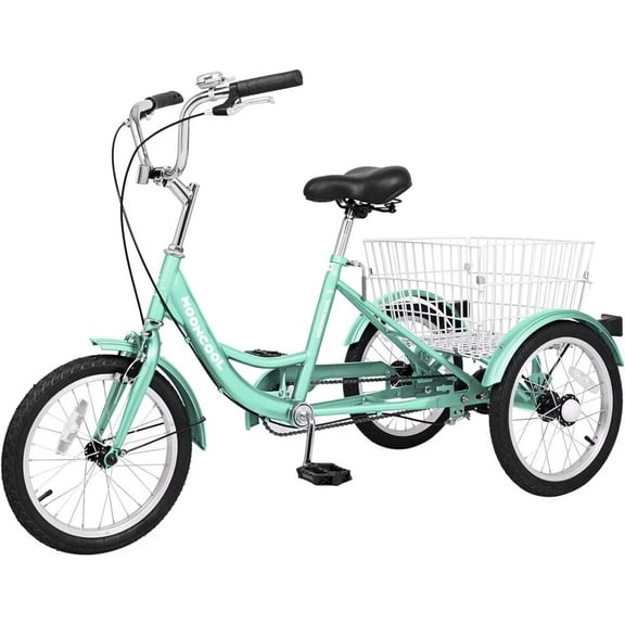 Lilypelle 16 inch Tricycle Kids Trikes for Beginner Riders, Single Speed 3 Wheel Bikes for Boys Girls, Low Step Through Three-Wheeled Bicycles with Rear Basket