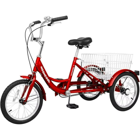 Lilypelle 16 inch Tricycle Kids Trikes for Beginner Riders, Single Speed 3 Wheel Bikes for Boys Girls, Low Step Through Three-Wheeled Bicycles with Rear Basket