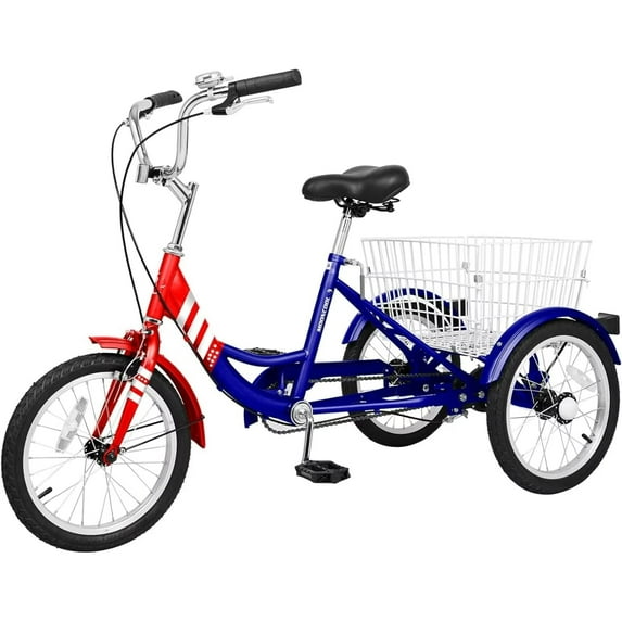 Lilypelle 16 inch Tricycle Kids Trikes for Beginner Riders, Single Speed 3 Wheel Bikes for Boys Girls, Low Step Through Three-Wheeled Bicycles with Rear Basket