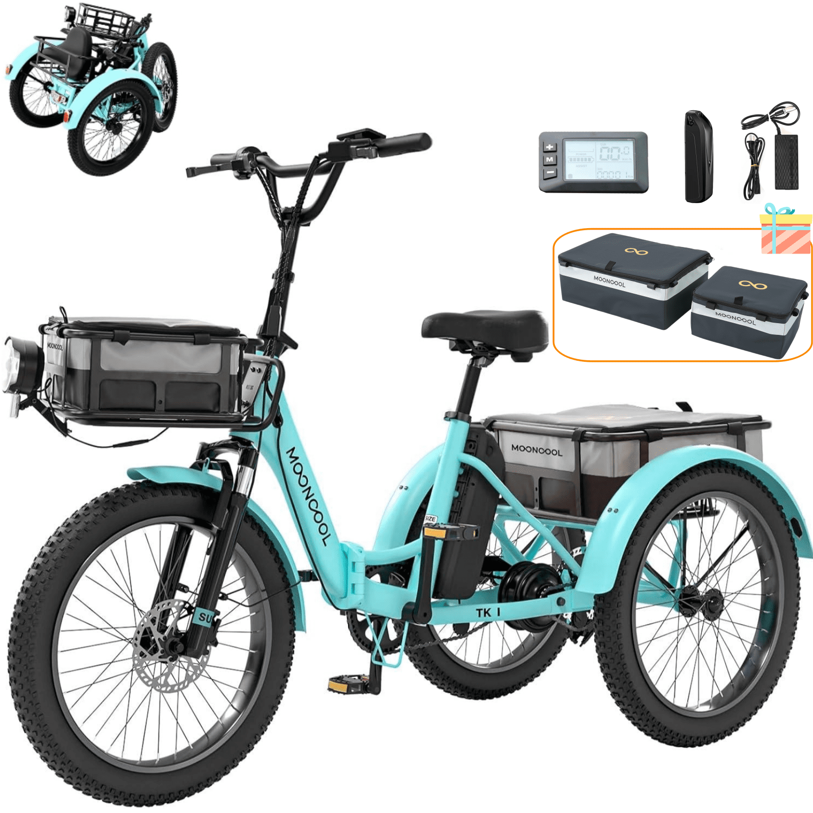 Lilypelle Electric Tricycle for Adults, 45miles Long Range, 500W(Peak Power 750W) 48V 15AH Step-Thru Electric Trike, with 20"x4" Fat Tire & rearview mirror