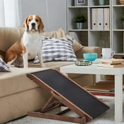 Lilypelle Foldable Pet Ramp for Small & Large dog,Adjustable Wood Dog Ramp with 4 Adjustable Heights of 13.7"-19.6" ，39.3"L X17.7"W,Brown