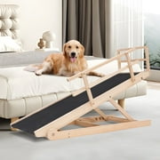 Lilypelle Foldable Pet Ramp for Small & Large dog,Adjustable Wood Dog Ramp with 4 Adjustable Heights of 13.7"-19.6" ，39.3"L X17.7"W,Black