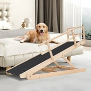 Lilypelle Foldable Pet Ramp Bed for Dogs Cats with Non-slip Rubber,Height Adjustable 15.7"-27.5", 55.1"Lx17.7"W,Yellow